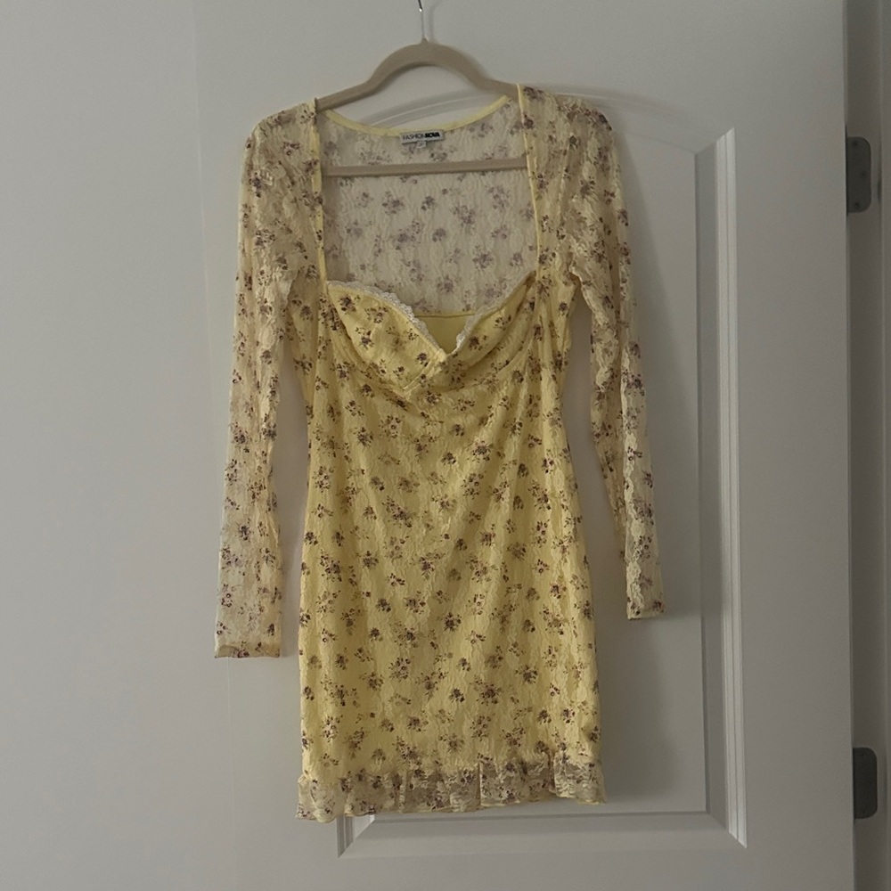 Fashion Nova Yellow Floral Mini Dress